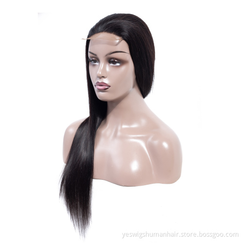 Wholesale Best Selling Raw Brazilian Remy Human Hair Natural Straight Lace Wigs 150% Density 4X4 Lace Closure Human Hair Wigs
